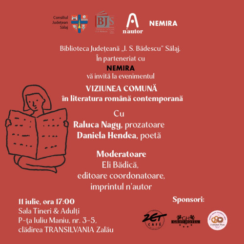 Biblioteca Județeană &quot;I.S. Bădescu&quot; organizează un eveniment literar cu Raluca Nagy și Daniela Hendea