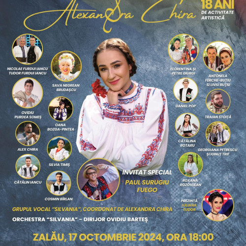 Alexandra Chira sărbătorește 18 ani de carieră cu un concert aniversar la Zalău