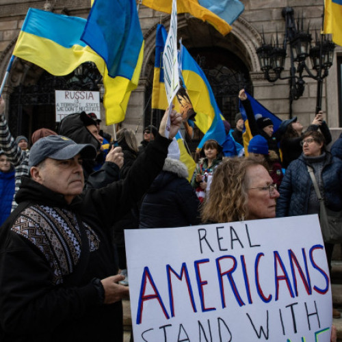 Miting de susținere a Ucrainei la Boston